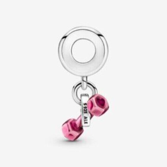 Pandora Dumbbell & Heart Dangle Charm - Picture 4 of 4